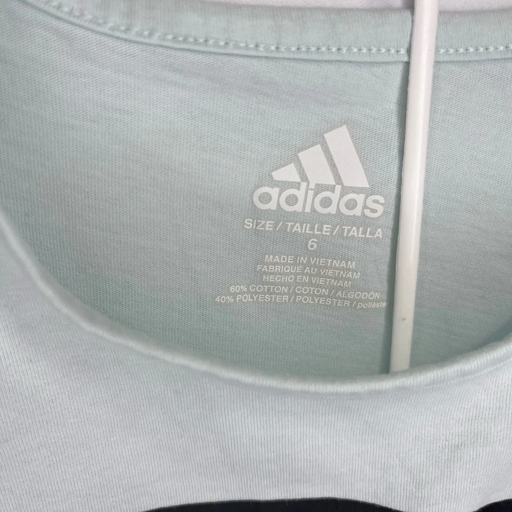 adidas Mint Short Sleeve Tee with Black Logo black bike shorts Girls 6